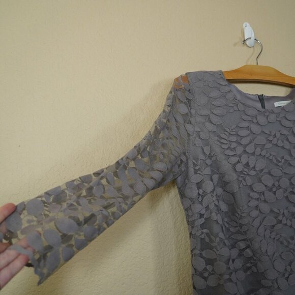 GARNET HILL Lace Shift Dress Scoop Neck Three-Quarter Sleeve Grey Size 10 - Picture 3 of 8